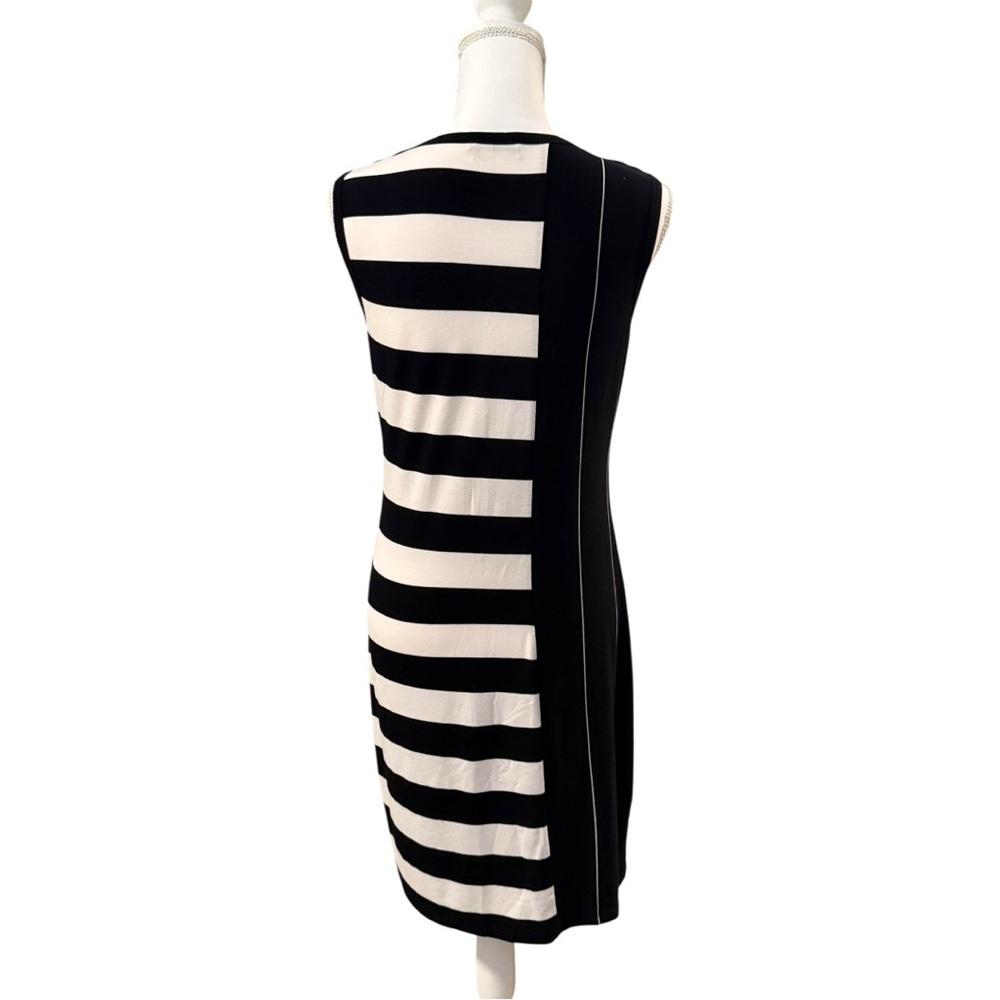 CALVIN KLEIN Black and White Striped Sleeveless Dress - Picture 2 of 6